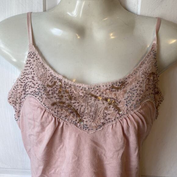 VTG Expess Women S Cami Built-In Bra Cotton Tank Top Adjustable Strap Pink Sexy - Picture 5 of 7